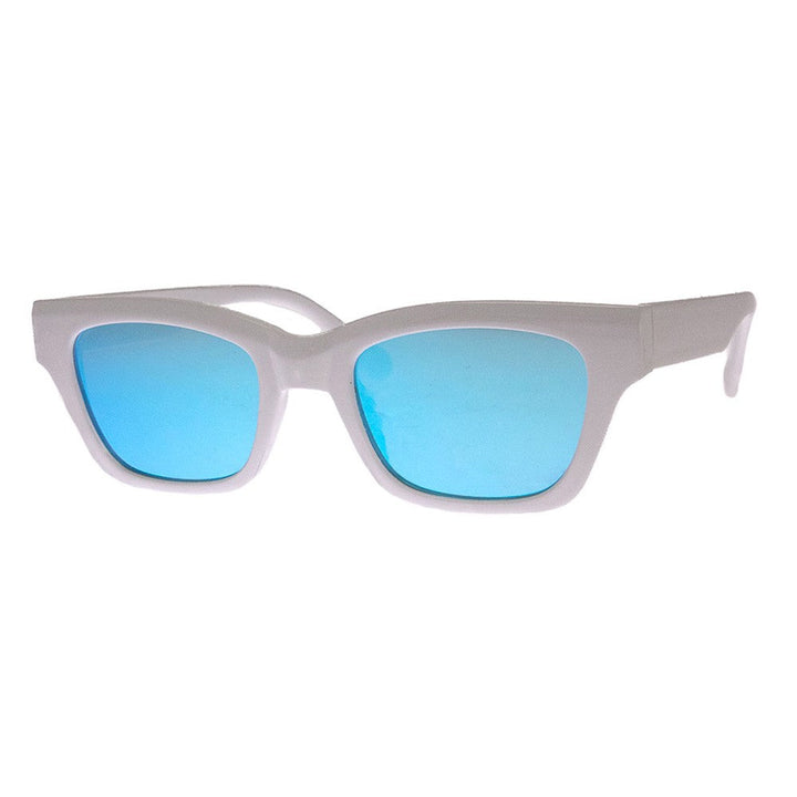 DAGMAR - SUNGLASSES (NO Magnification) - WHITE/BLUE MIRROR